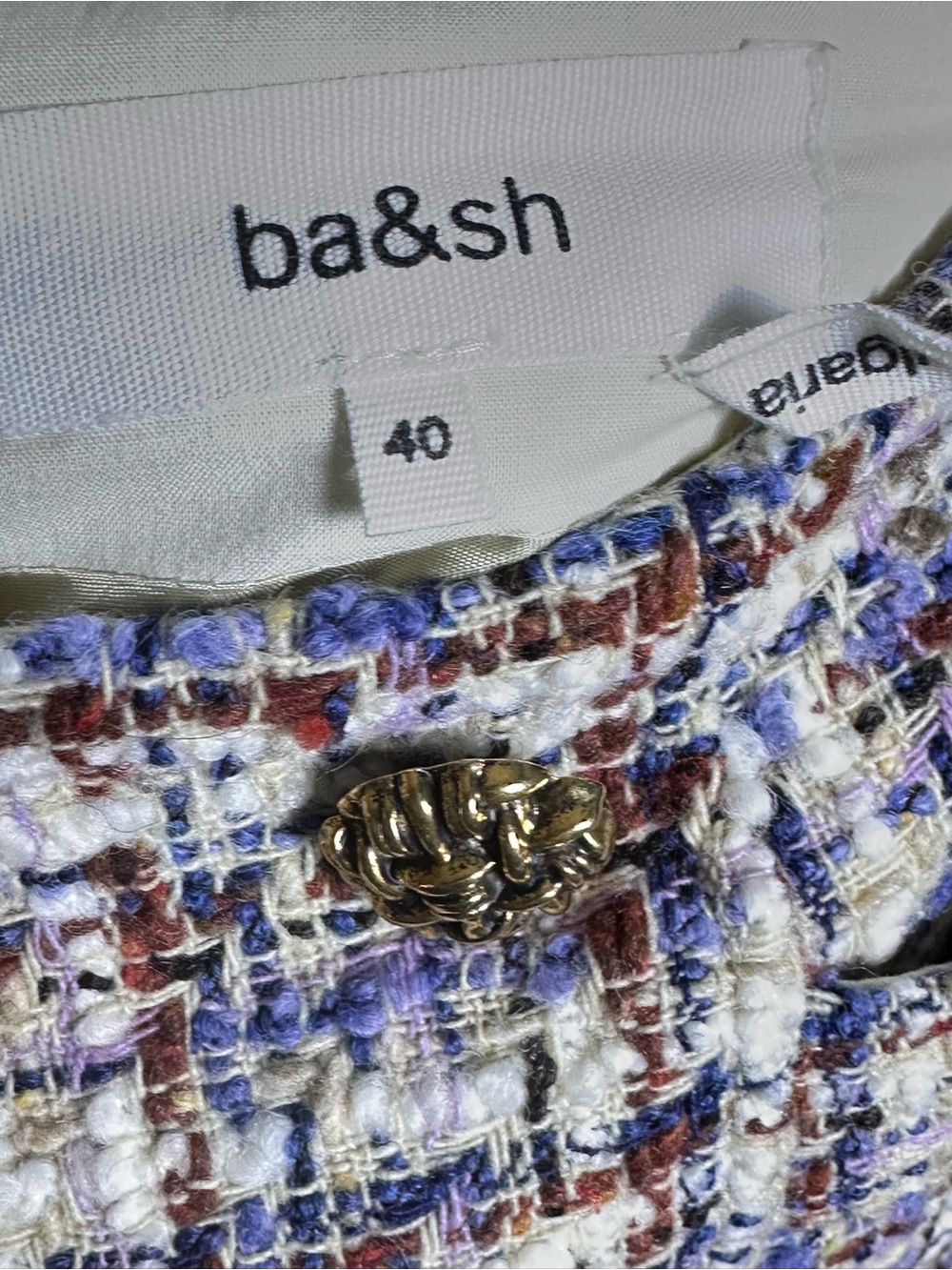 Ba&sh Texas Tweed Mini Skirt in a multicolor 40 woven design 1960s retro - Picture 9 of 14